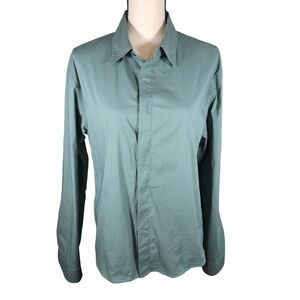 Uniqlo Long Sleeve Button Up Blouse, Sage Green, Large